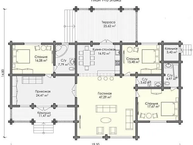 Проект дома из клеенного бруса 3974