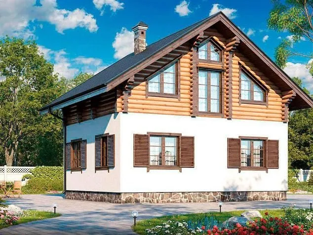 Проект комбинированного дома из клеенного бруса 5184