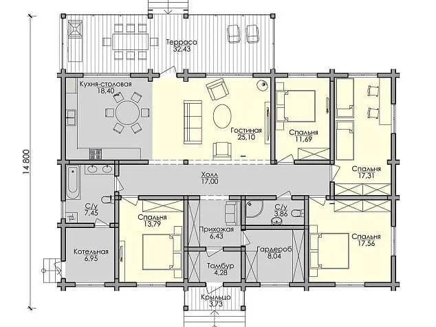 Проект дома из клеенного бруса 4839