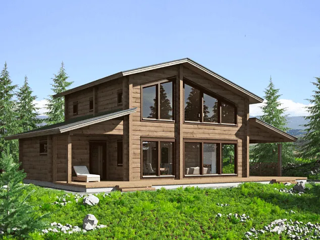 Шамони-Шале 2 этажный бревенчатый дом