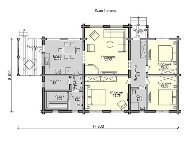 Проект дома из клеенного бруса 4991