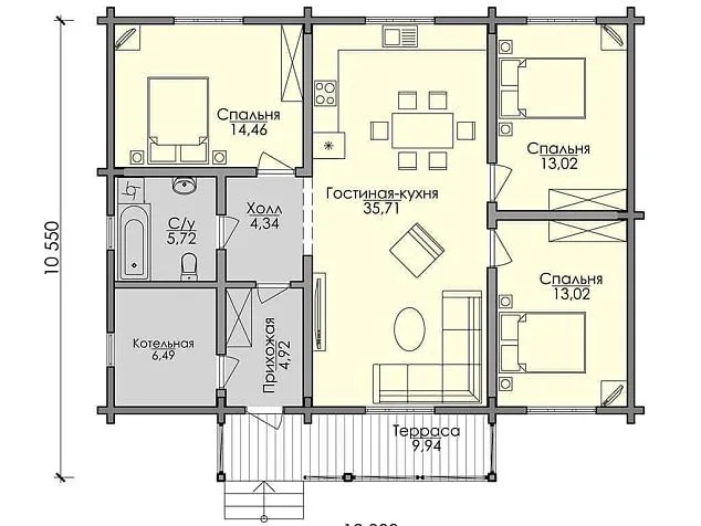 Проект дома из клеенного бруса 60-815