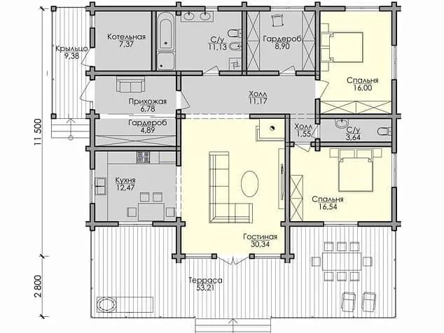 Проект дома из клеенного бруса 4924