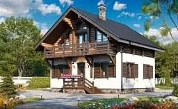 Проект комбинированного дома из клеенного бруса 5184