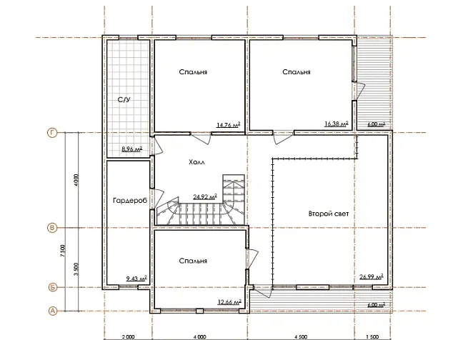 Проект комбинированного дома из клеенного бруса 11-954