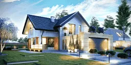 Проект комбинированного дома из клеенного бруса 2-811